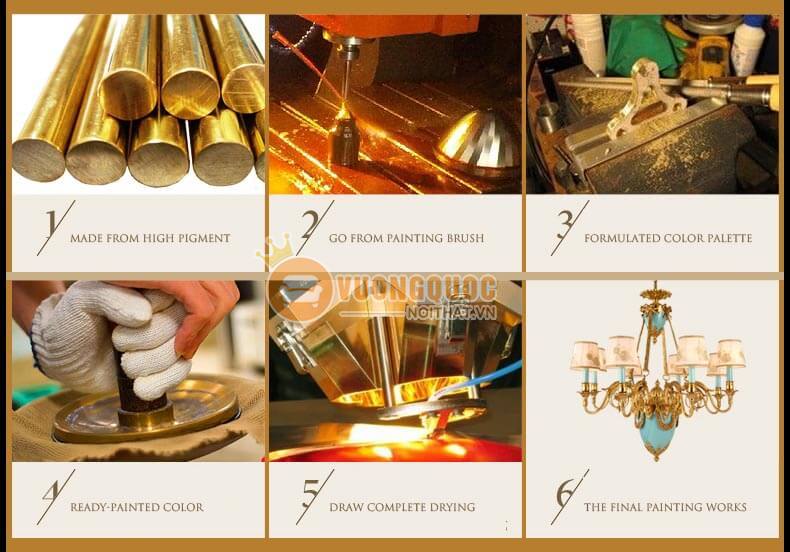 Đèn chùm đồng trang trí họa tiết tinh xảo abr154-3